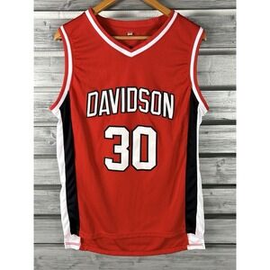Steph Curry Davidson Wildcats Jersey Mens Small Red Embroidered Sewn College